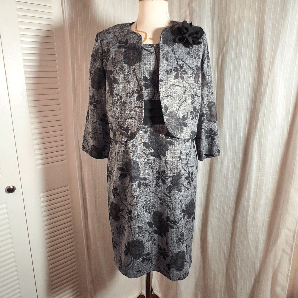 Dressbarn Suit Dress Size 10 Vintage Y2k Dark Academia Tweed Structured Set